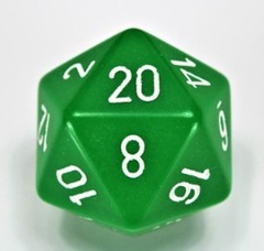 Opaque Green/white 34mm d20 Dice